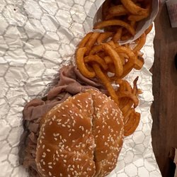 Arbys - Half pound roast beef with curly fries