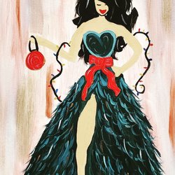 Painting with a Twist - Lovely Christmas Tree Lady painted at Farmington PWAT.