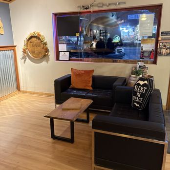 Barrel 33 - Interior couches by the entrance - Wine Tasting Room Near Me - Big Bear Lake, California