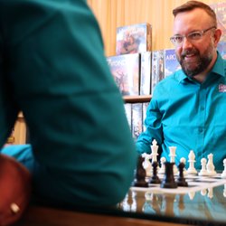 Endeavours & ThinkPlay  - Luke faces a quick defeat by Tyler in a round of Chess playing with The Best Chess Ever...it really is the best chess set ever.