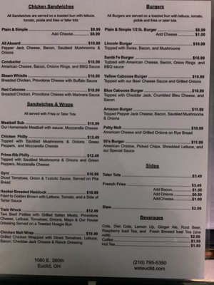 Menu photo 5 Whistle Stop Tavern Euclid, OH