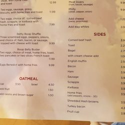 Betty Boop's Airport Cafe - Menu