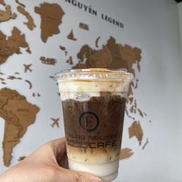 Marble drip coffee with almond milk Marble drip coffee with almond milk