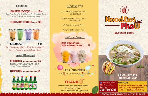 Menu photo 6 Noodles Pho U Los Banos, CA