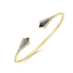 Leighton's Fine Diamonds - Black Mother of  pearl and Diamond 14kt Bracelet