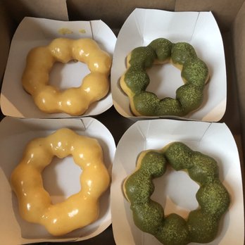 Paris Baguette - Left: Passion Fruit Mochi Donuts, Right: Matcha Mochi Donuts ($3.39/each) - Coffee & Tea Near Me - Queens, New York Paris Baguette - Left: Passion Fruit Mochi Donuts, Right: Matcha Mochi Donuts ($3.39/each) - Coffee & Tea Near Me - Queens, New York