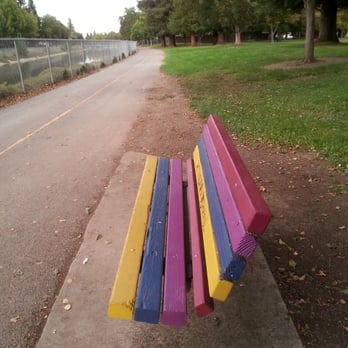 Charter Pointe Park - Colorful bench overlooking the canal - Parks Near Me - Sacramento, California Charter Pointe Park - Colorful bench overlooking the canal - Parks Near Me - Sacramento, California