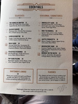 Menu photo 1 Smith Tower Observatory Bar Seattle, WA Menu photo 1 Smith Tower Observatory Bar Seattle, WA