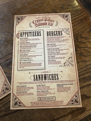 Menu photo 2 Crystal Palace Saloon Tombstone, AZ