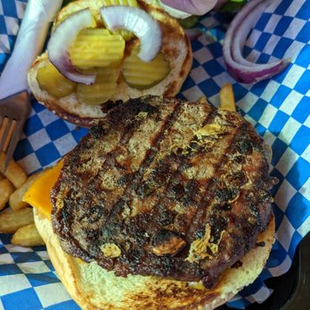Methow Valley Ciderhouse - Half pound burger, no condiments. Very dry. - Cideries Near Me - Winthrop, Washington