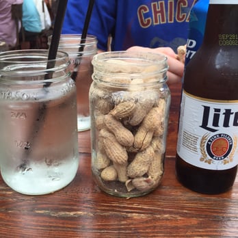 Old Crow Smokehouse - Mason jars as glasses, and peanuts you get upon being seated. - Barbeque Near Me - Chicago, Illinois Old Crow Smokehouse - Mason jars as glasses, and peanuts you get upon being seated. - Barbeque Near Me - Chicago, Illinois