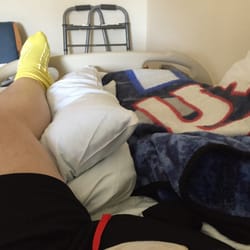 Jian's Laundromat - me in my hospital bed w/my last pair of clean shorts. I wanted to save my family the 200 miles round trip to do my laundry