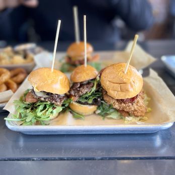 Burger Bench - Sliders sampler - American Near Me - Escondido, California Burger Bench - Sliders sampler - American Near Me - Escondido, California