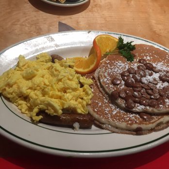 Woody's Diner - Chocolate chip pancakes w/ Diner Special - American Near Me - Orange, California Woody's Diner - Chocolate chip pancakes w/ Diner Special - American Near Me - Orange, California