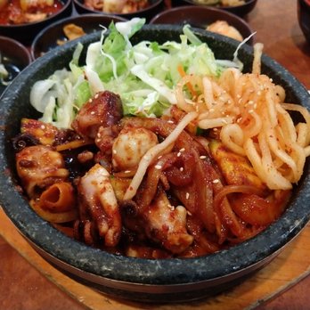 Hang Ari - Jjukkumi dolsot (spicy stirfried baby octopus over a bed of white rice, piping hot~) - Korean Near Me - Ellicott City, Maryland