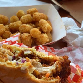 Sassy Bird - Hot chicken sandwich with regular tater tots!! - Chicken Shop Near Me - Lancaster, California Sassy Bird - Hot chicken sandwich with regular tater tots!! - Chicken Shop Near Me - Lancaster, California