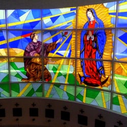 The Chapel of Our Lady of Guadalupe - Stained-glass mural in the chapel.