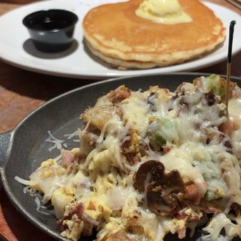 Huckleberry's Breakfast & Lunch - The Mississippi Skillet (Split into Two Portions) and Side of Pancakes - Breakfast & Brunch Near Me - Gridley, California Huckleberry's Breakfast & Lunch - The Mississippi Skillet (Split into Two Portions) and Side of Pancakes - Breakfast & Brunch Near Me - Gridley, California