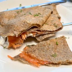 SAVA Crepes & Coffee - Buckwheat Crepe: Smoked Salmon and cream cheese