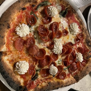 FIRED Pizza - Three wisemen pizza pesto on the side - Pizza Near Me - Stockton, California