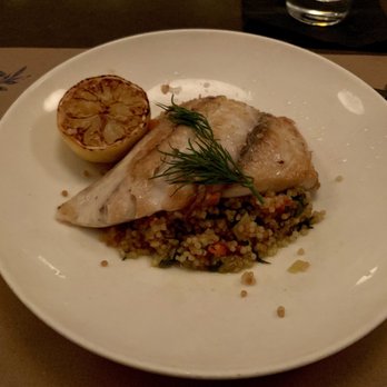 Loi Estiatorio - Sea bass on a bed of vegetable couscous - Greek Near Me - New York, New York Loi Estiatorio - Sea bass on a bed of vegetable couscous - Greek Near Me - New York, New York