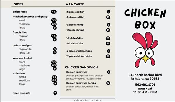 Menu photo 4 Chicken Box La Habra, CA