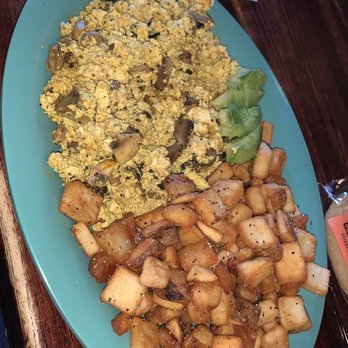 Cherrywood Coffeehouse - Tofu scramble with potato and avocado. - Coffee & Tea Near Me - Austin, Texas Cherrywood Coffeehouse - Tofu scramble with potato and avocado. - Coffee & Tea Near Me - Austin, Texas