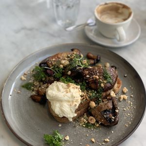 Photo of The Kettle Black - South Melbourne Victoria, Australia. seasonal mushrooms on sourdough toast