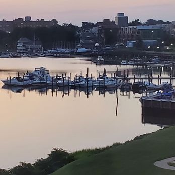 Molly Pitcher Inn - Sunset Pool/Marina view from room - Hotels Near Me - Red Bank, New Jersey