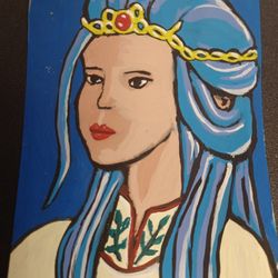 Artemis Games and More - A small painting done on a piece of a root beer can.