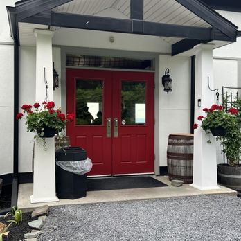 Finger Lakes Distilling - Front door, love the feng shui red - Beer, Wine & Spirits Near Me - Burdett, New York