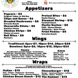 Creekside Grille - Menu (page 1)