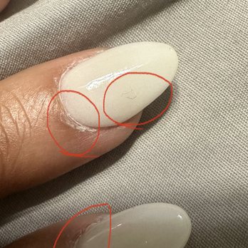 Phoenix Nails - Lint and glue (still there a day later) - Nail Salons Near Me - Gaithersburg, Maryland