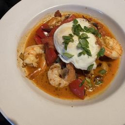 Shrimp and grits add fried egg Shrimp and grits add fried egg