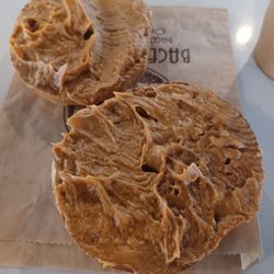 Bagels & Joe - Inside of Peanut butter honey French toast bagel
