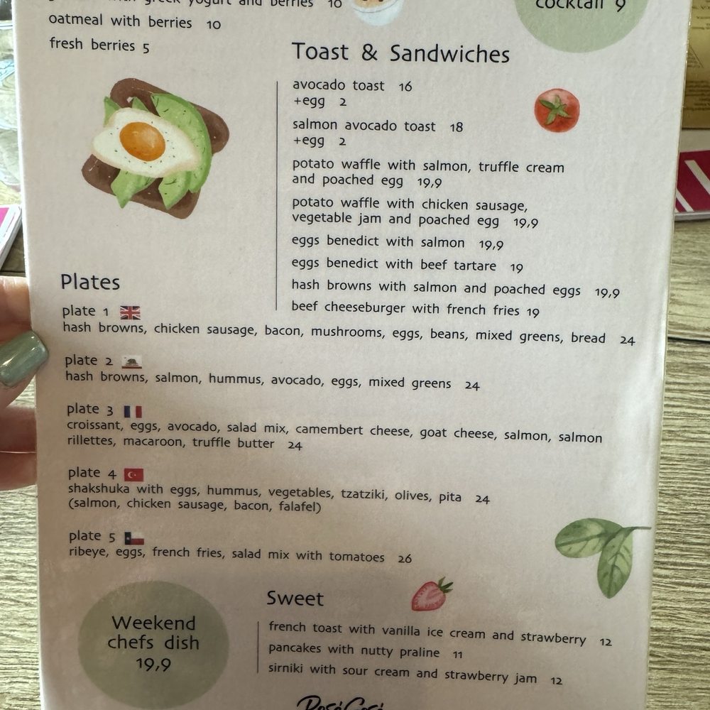 Breakfast menu Breakfast menu