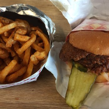 The Bird - Fried Chicken Sandwich (spicy version) with curly fries - Chicken Shop Near Me - San Francisco, California The Bird - Fried Chicken Sandwich (spicy version) with curly fries - Chicken Shop Near Me - San Francisco, California