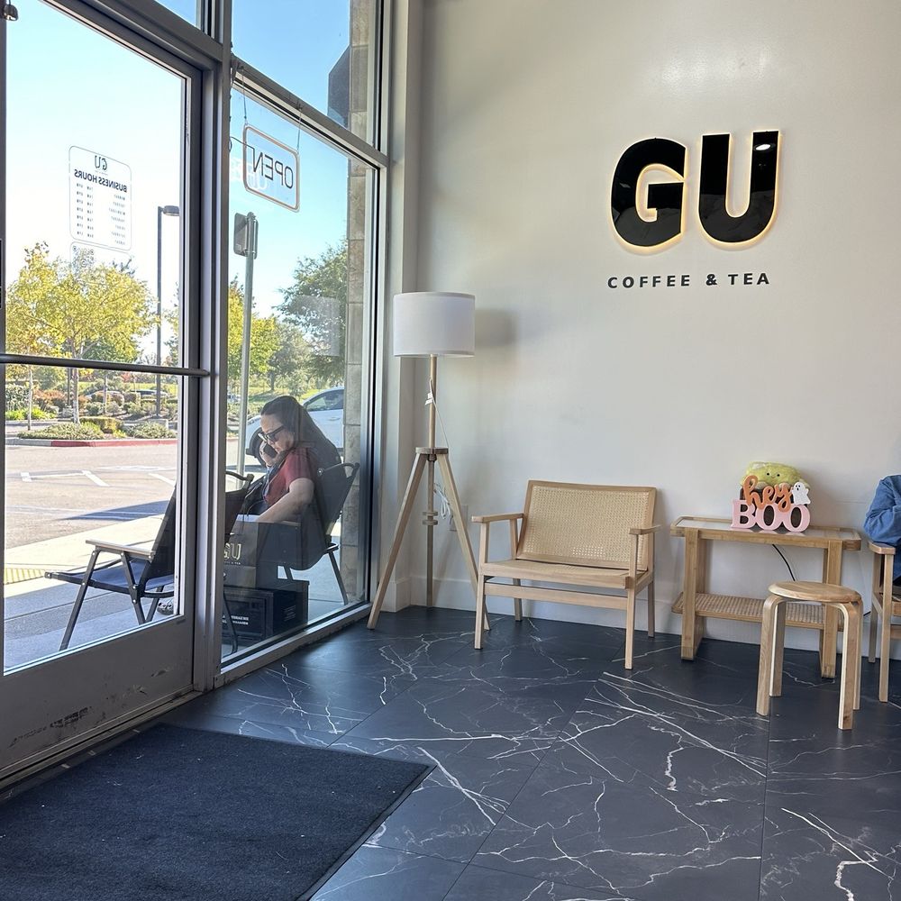 Gu Coffee & Tea - One small table inside and one small one outside with some seats - Coffee & Tea Near Me - Roseville, California