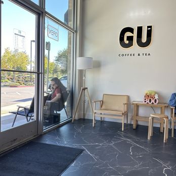Gu Coffee & Tea - One small table inside and one small one outside with some seats - Coffee & Tea Near Me - Roseville, California