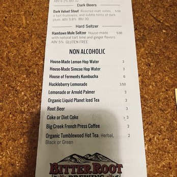 Bitter Root Brewing - Menu - American Near Me - Hamilton, Montana