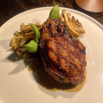 Vida - Berkshire Pork Chop - mustard-herb spaetzle, citrus roasted fennel, oyster mushroom, madeira jus - New American Near Me - Indianapolis, Indiana