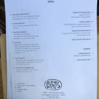 Azay - menu - Japanese Near Me - Los Angeles, California