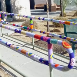 West Flamingo Senior Center - Yarnstormed hand railing at the West Flamingo Senior Center