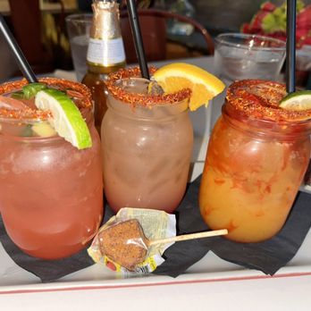 El Chinito Gordo - Margarita flight. Watermelon jalapeño, Prickly pear guava, Mango chamoy - Mexican Near Me - Tucson, Arizona