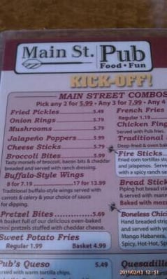 Menu photo 7 Main St. Pub Portage, MI