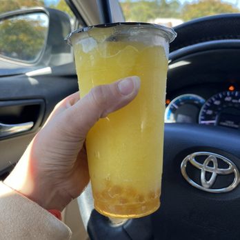 Ding Tea - Greenville - Mango slush with popping boba - Bubble Tea Near Me - Greenville, South Carolina