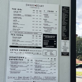 Sweet Hart Coffee - Menu - Coffee & Tea Near Me - Elmore, Alabama