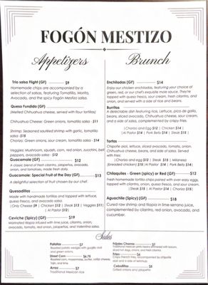 Menu photo 4 Fogón Mestizo Hanover Park, IL