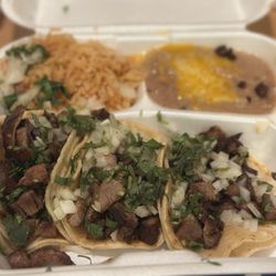 Viva El Taco Express - Carne 13. 3 Asada Tacos Plate Combo