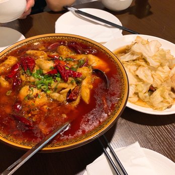 Lao Sze Chuan Chinese Restaurant - Boiled Sole Fish Fillet Stewed Whole Fish w/ Chili Bean Sauce (w. Bone) & Hunan Cabbage - Szechuan Near Me - Champaign, Illinois Lao Sze Chuan Chinese Restaurant - Boiled Sole Fish Fillet Stewed Whole Fish w/ Chili Bean Sauce (w. Bone) & Hunan Cabbage - Szechuan Near Me - Champaign, Illinois